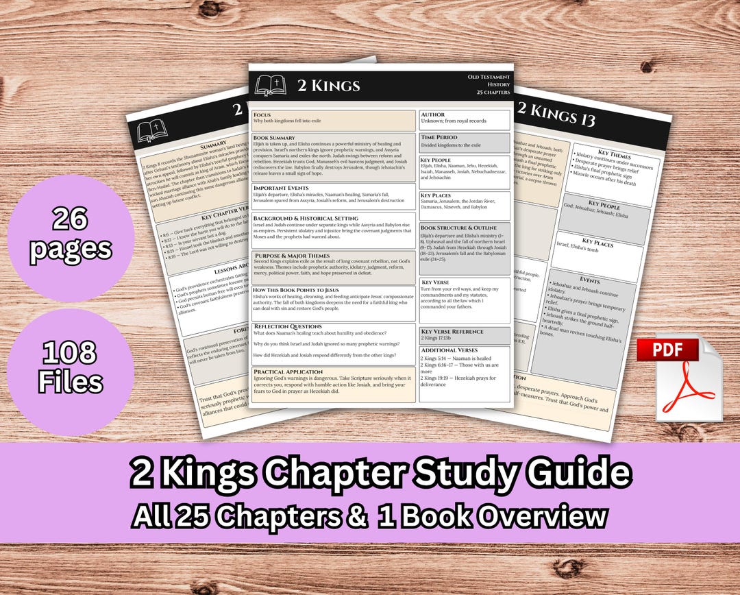 Exercice Lettering Guide d'étude biblique du deuxième livre des Rois (format PDF ...