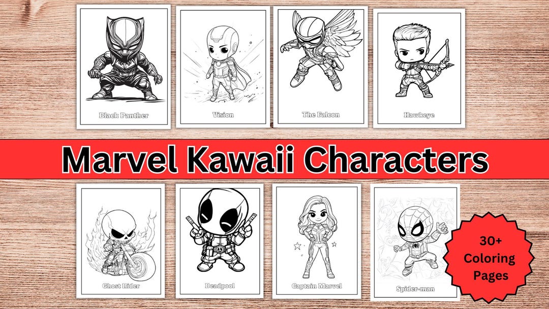 30 Marvel Kawaii Characters Coloring Book for Kids and Adults Printable ...