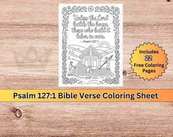 詩篇 127:1 聖書の一節の塗り絵 | 神の言葉 | PDFダウンロード | キリスト教の塗り絵、聖書の塗り絵