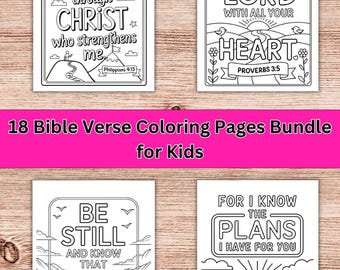 子供向け聖書の一節ぬり絵18ページ、日曜学校の活動、PDFデジタルダウンロード、福音書ぬり絵、