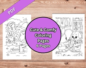 かわいい子供向けぬり絵、シンプルで大胆なデザイン（PDFダウンロード）