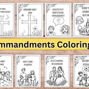 Ten Commandments for Kids Printable Coloring Pages, Bible Verse Coloring Page for Preschoolers, The Ten Commandments for Classroom