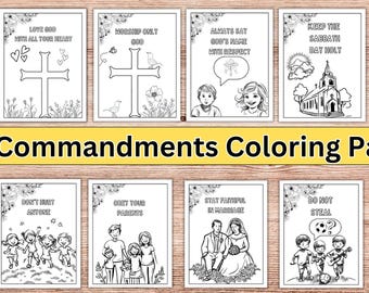 子供向け十戒の塗り絵、聖書の一節の印刷物（PDF）