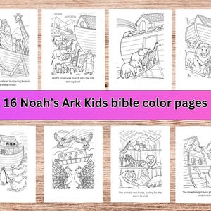 Noahs Ark Kids Bible Color Pages | 16 Printable Coloring Sheets, PDF & PNG Download | Old Testament Fun for Children