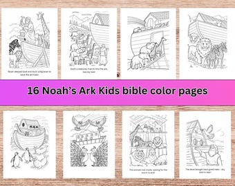 ノアの箱舟 子供向けぬり絵 | 聖書物語の印刷可能 (PDF & PNG)