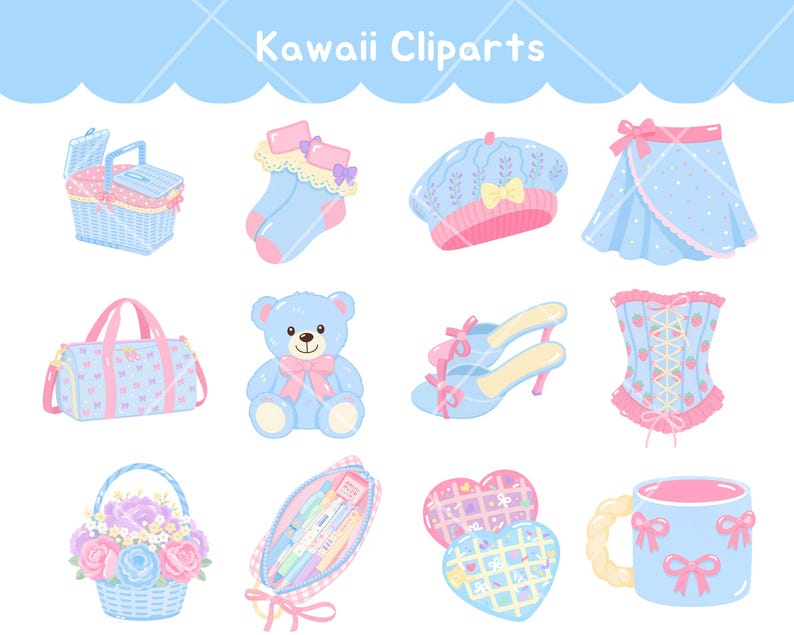 Enhance your cute planner layouts with adorable feminine stickers, charming kawaii decor, and dreamy baby blue aesthetic illustrations. This pink aesthetic PNG collection works perfectly as a clipart bundle, sticker PNG, and printable clipart set for planners, journals, digital notebooks, classroom resources, and creative small business projects inspired by the cute lifestyle trend.