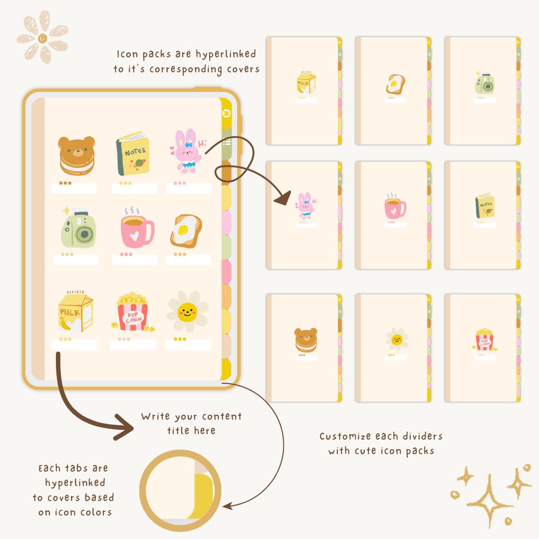 Pastel Brown Digital Notebook Kawaii | Goodnotes | Notability ...