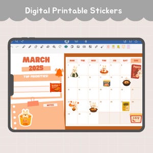 Kawaii Korean Snacks Bunny Digital Stickers Cute Food Clipart Stickers for Goodnotes Notability iPad Planner, Printable PNG Digital Stickers image 6