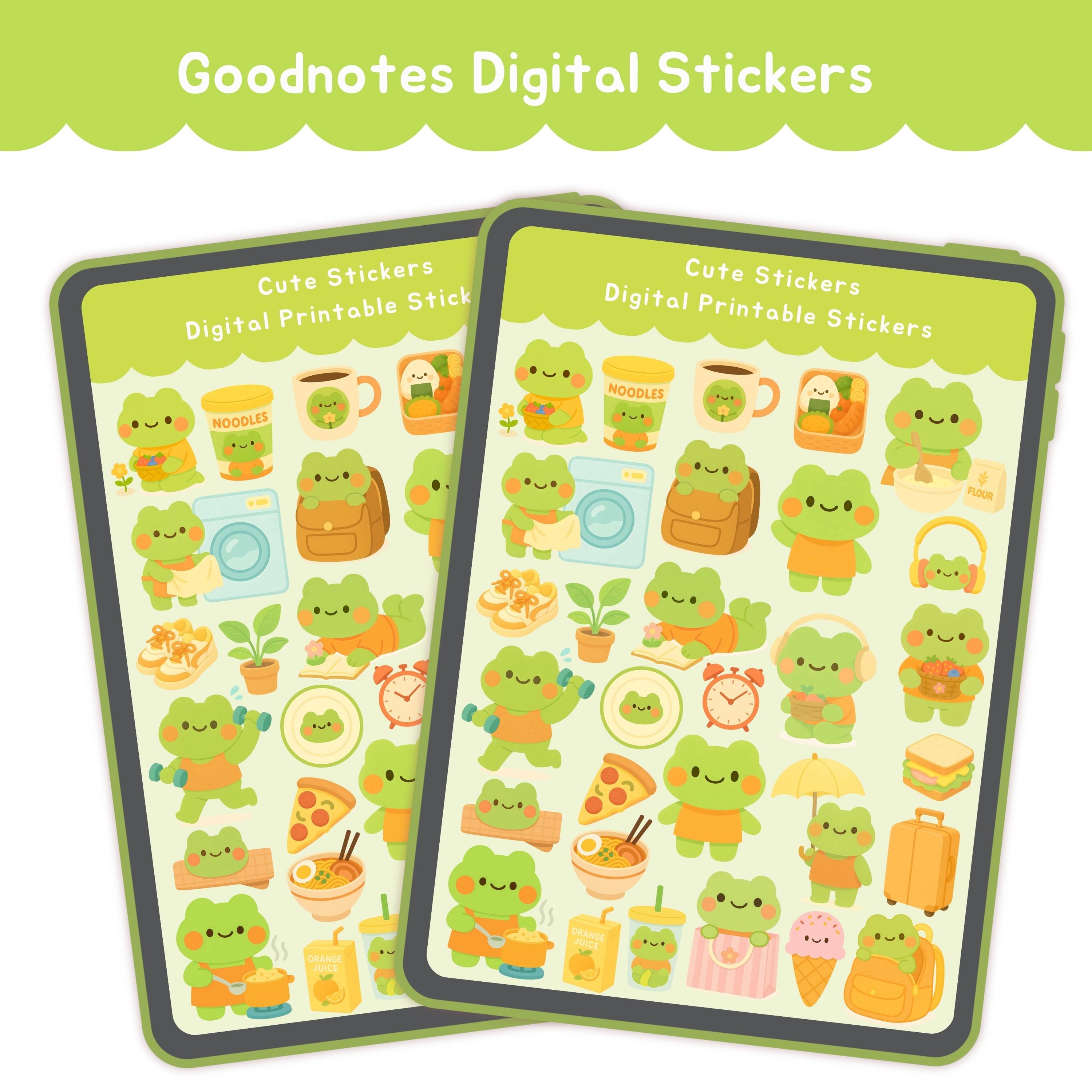 Kawaii Frog Digital Stickers | Cute Frog PNG Clipart Pack | Printable ...