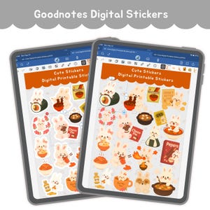 Kawaii Korean Snacks Bunny Digital Stickers Cute Food Clipart Stickers for Goodnotes Notability iPad Planner, Printable PNG Digital Stickers image 7