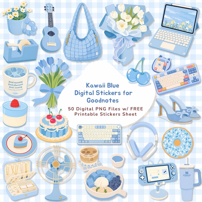 Blue Stickers Aesthetic Printable - Etsy