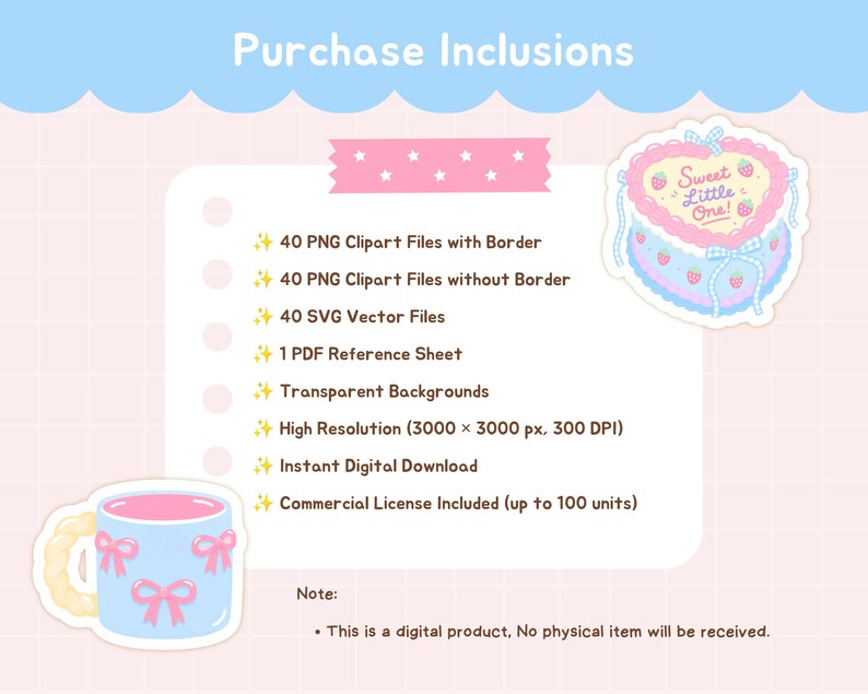 This girly PNG bundle features adorable aesthetic objects, elegant fashion clipart, beautiful pastel accessories, and charming cute fashion PNG illustrations. Every collection includes delightful kawaii objects designed for planners, Cricut crafts, invitations, digital stickers, printable stationery, scrapbook layouts, branding, apparel, and feminine creative projects. The soft pastel palette and whimsical style make this bundle perfect for modern coquette-inspired designs.