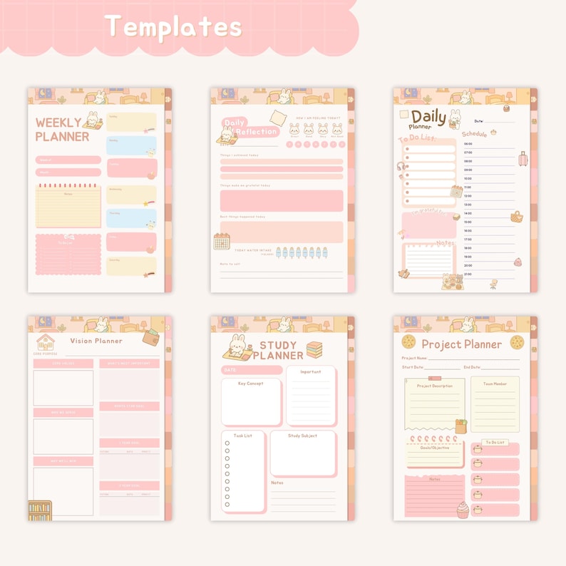 Bring charm to your planning with this kawaii digital planner in a soft pastel theme. This cute digital planner is perfect for daily, weekly, and monthly organization, featuring adorable bunny-themed pages. As a pastel digital planner, it’s both aesthetic and functional, making planning fun and inspiring. Perfect for students, professionals, and stationery lovers who want a delightful bunny digital planner for iPad, tablet, or desktop use.