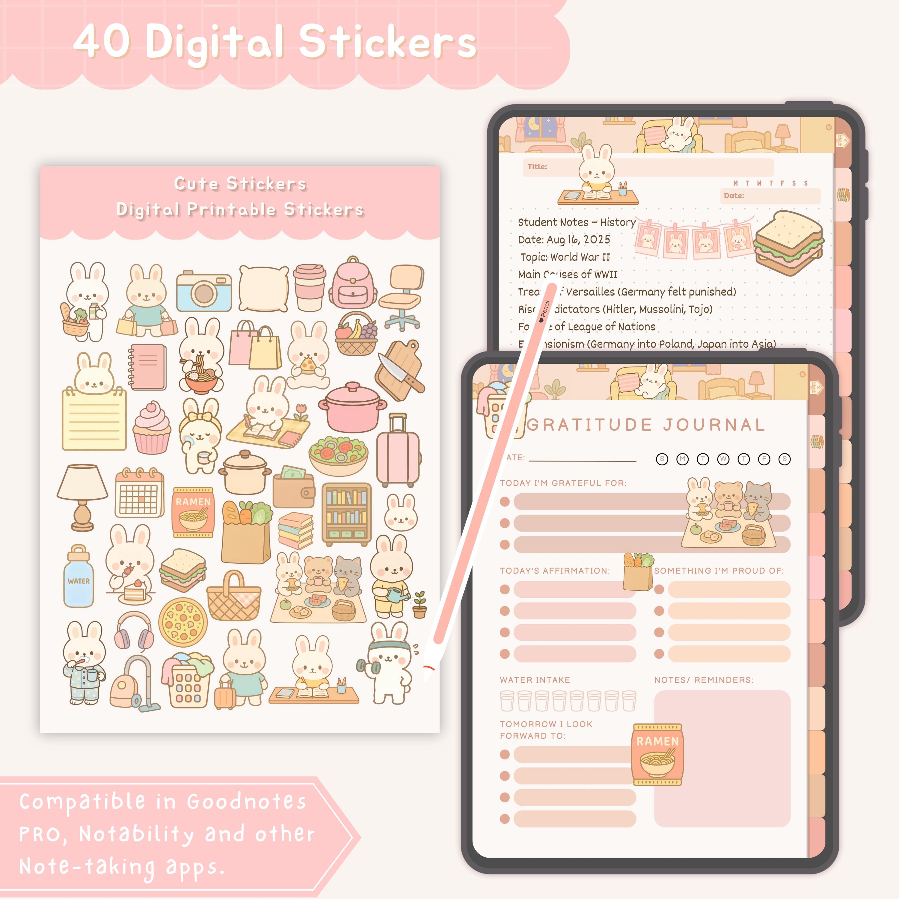 Kawaii Digital Pink Planner With Hyperlinked Dividers and Free Digital ...