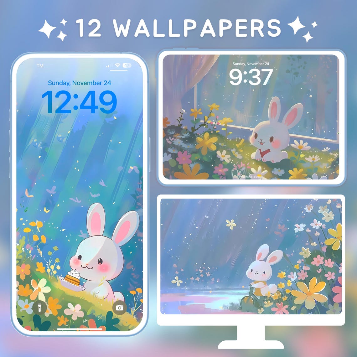 Cute Kawaii Wallpaper for iPhone Android iPad Tablet Desktop Wallpaper ...