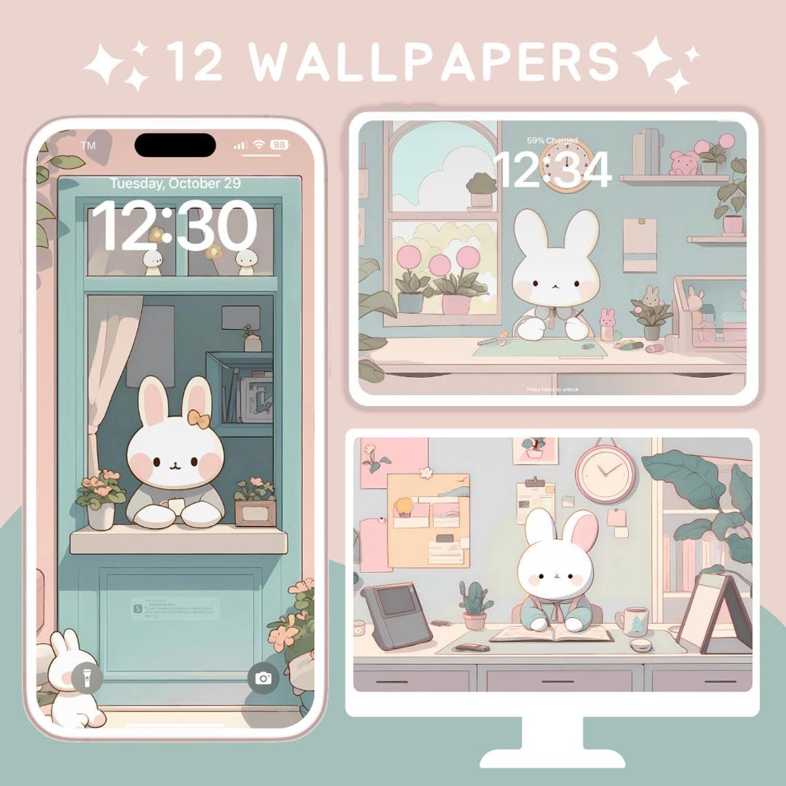 Cute Kawaii Wallpaper for iPhone Android iPad Tablet Desktop Wallpaper ...