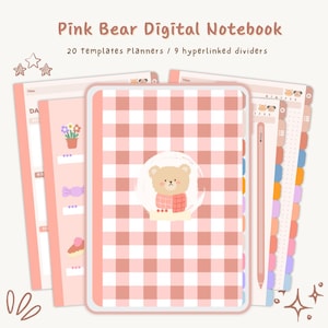 Cute Pink Digital Notebook | Kawaii | GoodNotes | Notability | Hyperlinked Planner | Journal | Ipad Planner | Digital Notebook | Planner