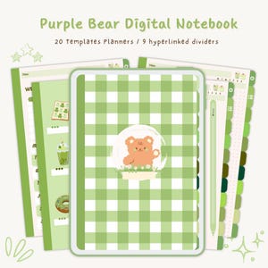 Green Bear Digital Notebook: 20 Templates, Hyperlinked Dividers (A4, GoodNotes/iPad)
