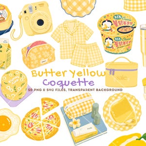 Butter Yellow Clipart, Yellow Clipart, Coquette Clipart, Kawaii Clipart, Banana Milk PNG svg, Korean Clipart, Cricut SVG Commercial Use PNG