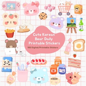 Süßer Aufkleberbogen, digitale Aufkleber Goodnotes, süße digitale Aufkleber, Kawaii Aufkleber, PNG, druckbare Aufkleber, Clipart, tägliche Aufkleber