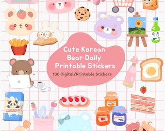 Cute Stickers Sheet, Digital Stickers Goodnotes, Cute Digital Stickers, Kawaii Stickers, PNG, Printable Stickers, Clipart, Daily Stickers