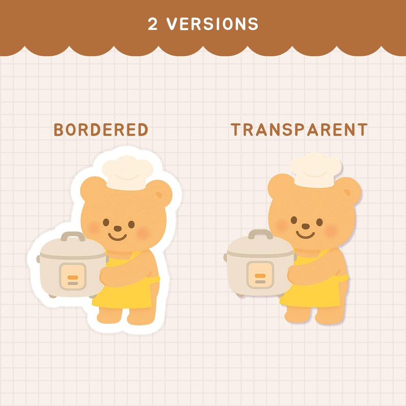 Kawaii Cooking Bear Stickers Digital Stickers PNG Files for Goodnotes ...