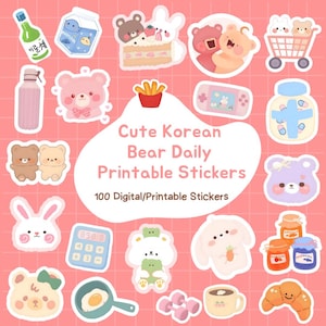 Cute Stickers Sheet, Digital Stickers Goodnotes, Cute Digital Stickers, Kawaii Stickers, PNG, Printable Stickers, Clipart, Daily Stickers