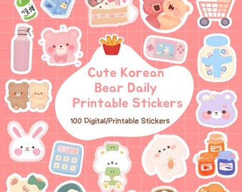 Cute Stickers Sheet, Digital Stickers Goodnotes, Cute Digital Stickers, Kawaii Stickers, PNG, Printable Stickers, Clipart, Daily Stickers