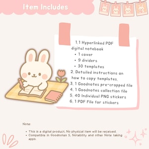 Boost your organization with this productivity planner designed for style and function. This hyperlinked planner is an interactive digital planner with clickable tabs for easy navigation. Decorate your pages with matching digital planner stickers for a fun touch. Styled as an aesthetic planner with adorable details, it doubles as a cute bunny planner—perfect for iPad, tablet, or desktop users who love charming and functional planning tools.