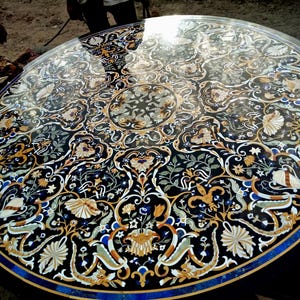 Marble Inlay Table Top | 48 Inches Round.