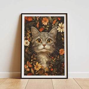 William Morris chat mignon imprimable art mural textile décoration murale vintage numérique téléchargement impression haute qualité affiche vintage haute résolution