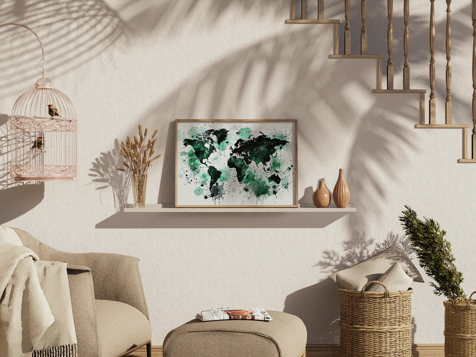 Watercolor World Map, Printable Wall Art, High Quality JPG, Digital ...