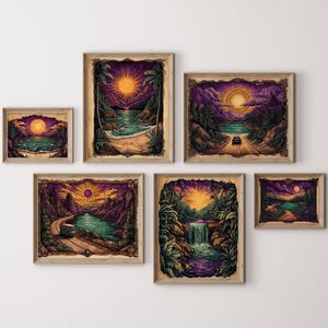 Natur Printable Art Set | Berg, Wasserfall & Reise-Wand-Dekor | Boho, Vintage, Rustikale Digitaldrucke | Sofort Download