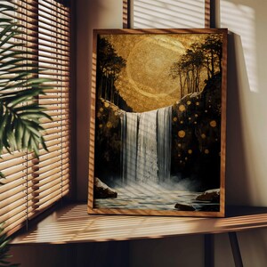 Gustav Klimt Winter Landschaft Kunst Gold & Weiß Printable | Gustav Klimt-inspirierter Zauberwald Gemälde Vintage Wandkunst Winter Tapete