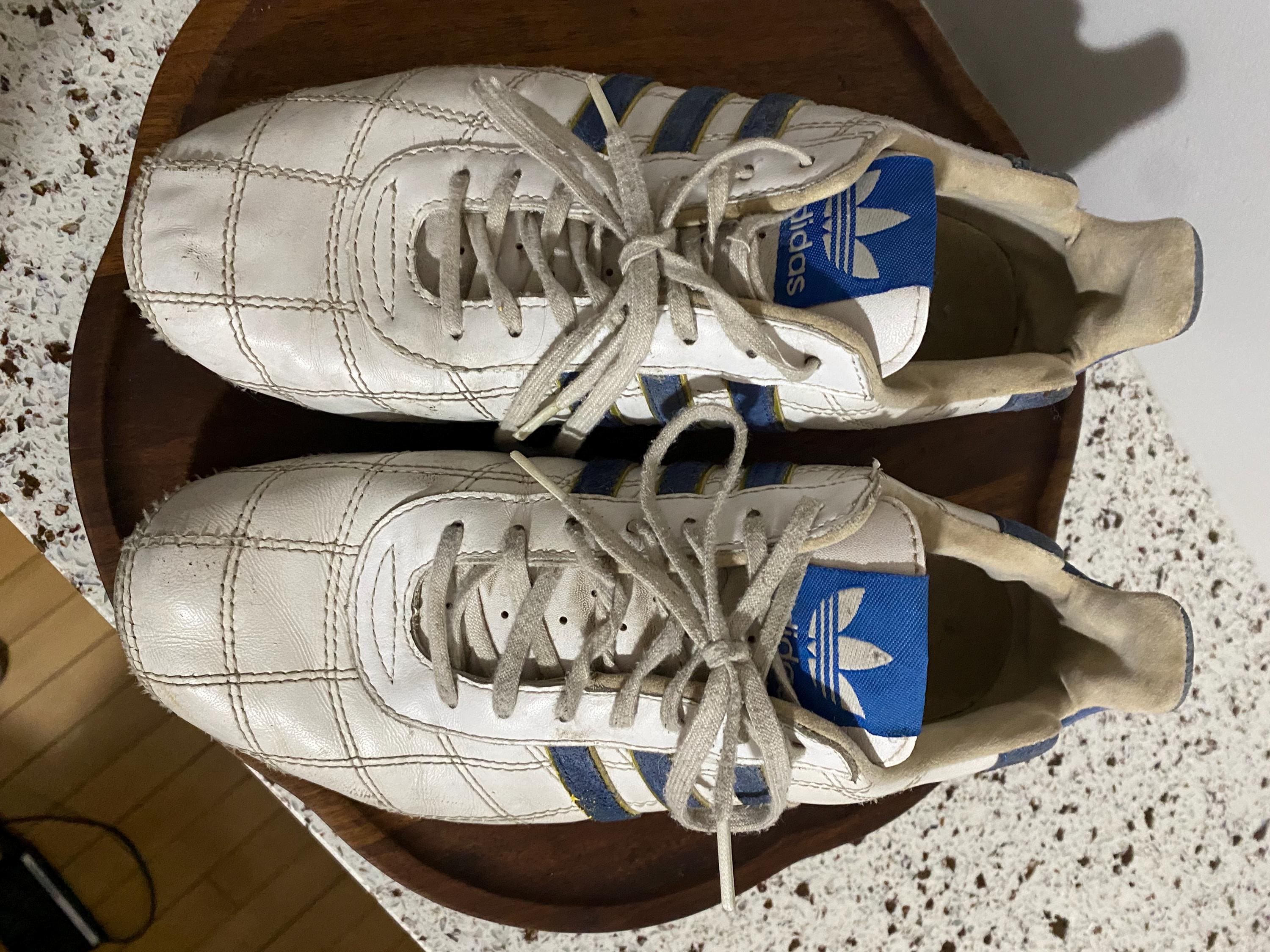 Vintage Adidas Tuscany Shoes - White Leather, Blue Suede Accents (men's  Size 8-1/2) - Etsy