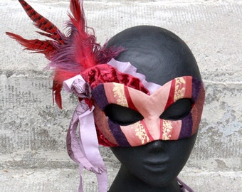 Sarah - Papier-Mâché Masquerade Ball Mask in Rose Pink, Lilac, and Red Violet - Inspired by the Sanderson Sisters