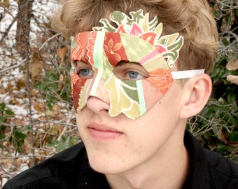 Laurence - Men's Masquerade Mask in Orange and Green, Unique Handmade Accessory