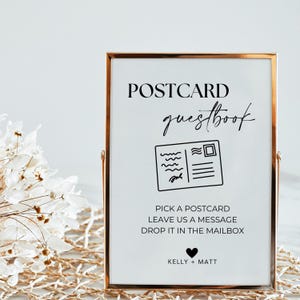 ポストカードゲストブックサインテンプレート、結婚式のゲストブックの代替品、完全に編集可能、印刷可能、即時ダウンロード、結婚式 DIY