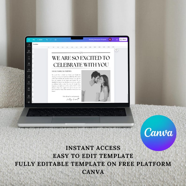 Wedding Newspaper Program Template: Editable Canva Design (digital ...