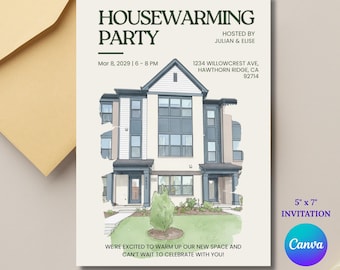 Neues Haus Housewarming Party Einladung | Canva bearbeitbare Vorlage | 5x7 Printable einladen