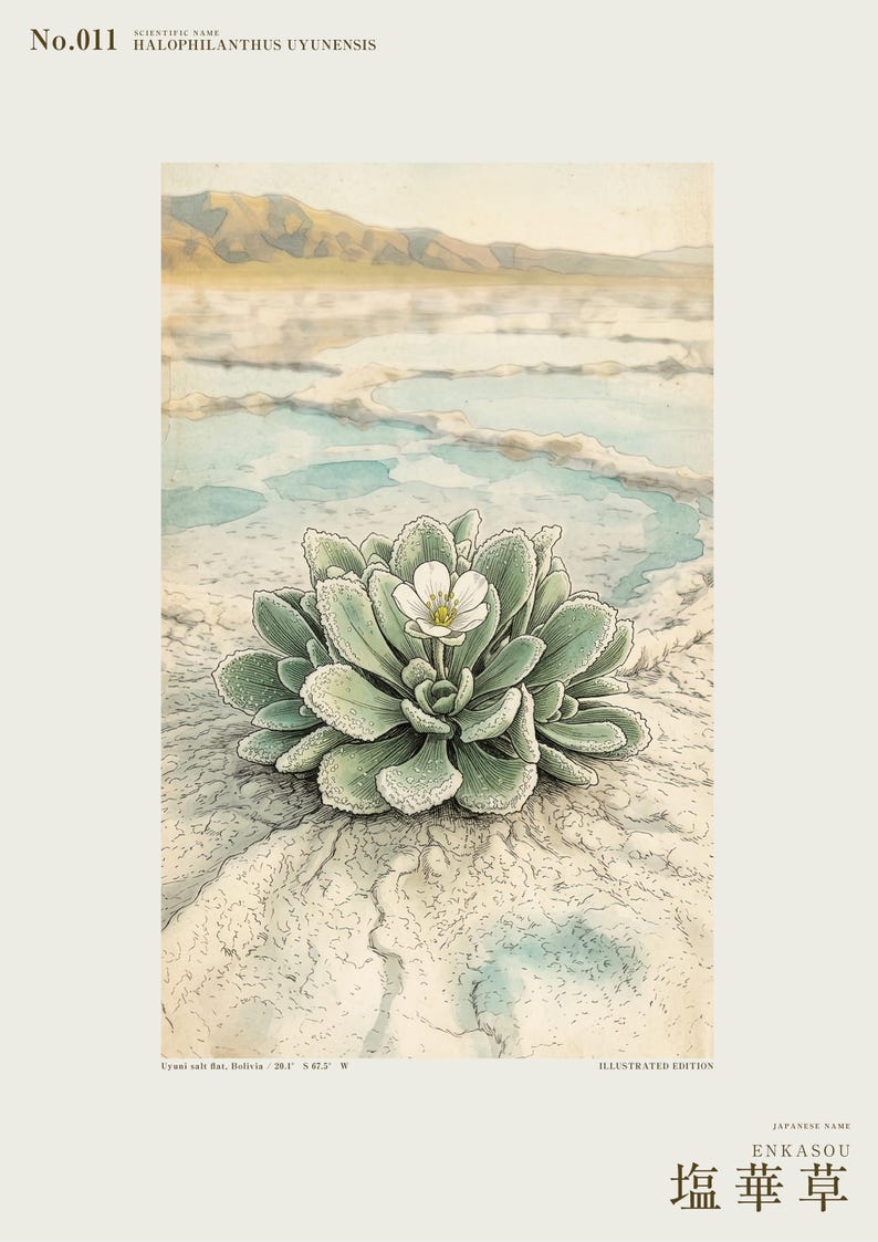 Salt Ember Specimen Print – Imaginary Uyuni Salt Flat Flower, Botanical Study (Digital Download) image 2