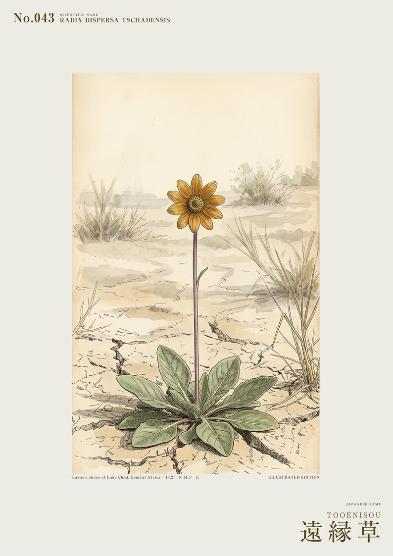 Stampa botanica speculativa di una pianta erbacea – Radix dispersa tschadensis, flora del lago Ciad (download digitale) immagine 2