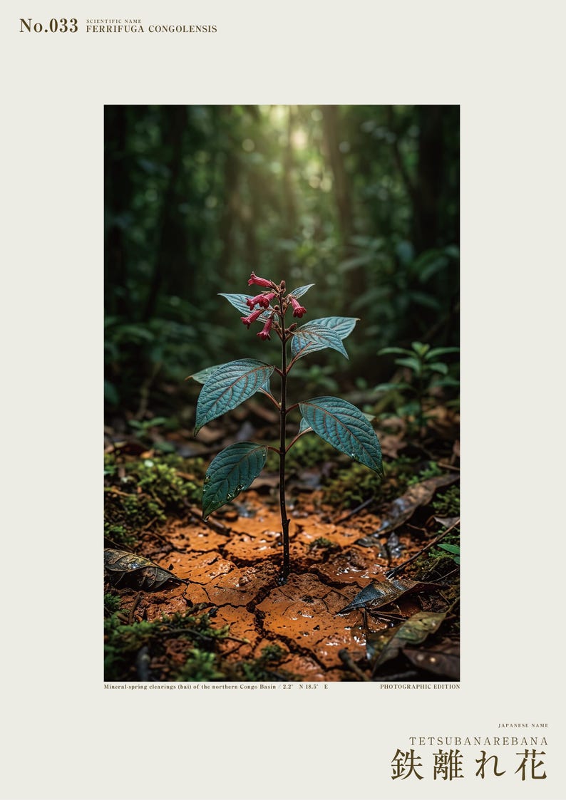 Foto van de ijzershunbloem – Verdwenen roestaderige bloei, Congo Mineral Springs (digitale download) afbeelding 2