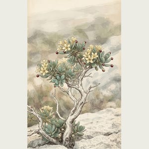 Socotran Bloodtear Print – Extinct Succulent Botanical Art (Digital Download) image 2