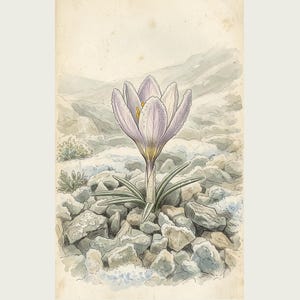 First-frost Bloom Print – Pruinanthus alpinus Alpine Flower Botanical Study (Digital Download) image 2