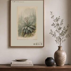 架空の雨芒草プリント – プルビフォリア・ネオゼランディカ、ムーディーなボタニカルアート（デジタルダウンロード） 画像 3