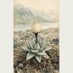 Mist Bell Herbarium Plate – Nebulocampa campanulata, Dark Academia Wall Art (Digital Download) image 2
