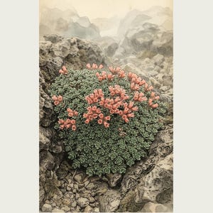 Talerz zielnika Steambloom – Wymarły kwiat Islandii, sztuka botaniczna (pobranie cyfrowe) zdjęcie 2