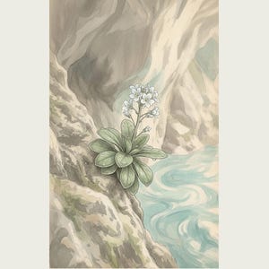 Tideglow Flower Botanical Print – Japanese Sea-cave Bloom, Dark Academia Wall Art (Digital Download) image 2