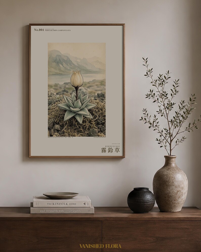 Mist Bell Herbarium Plate – Nebulocampa campanulata, Dark Academia Wall Art (Digital Download) image 3
